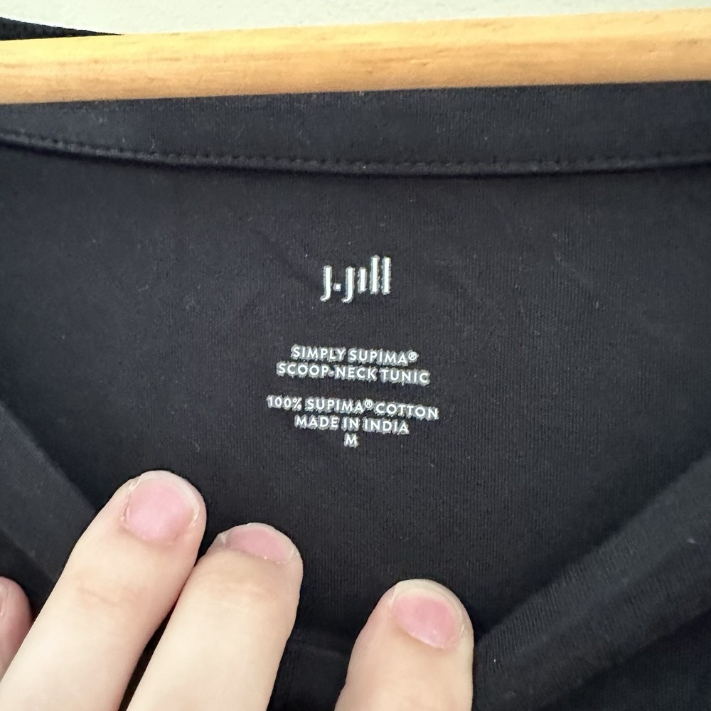 J Jill Womens Supima Cotton Scoop Neck Tunic Size M Black Minimalist Capsule - Picture 2 of 6